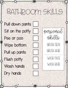 Preview of Toddler Bathroom Skills Checklist
