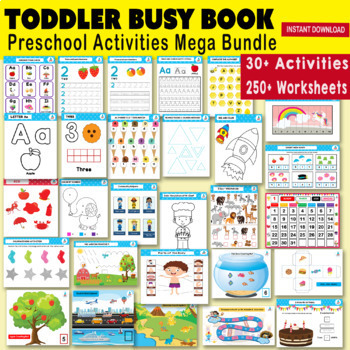 Busy Book Toddler, Preschool Busy Binder Printable, My First Busy Book, 12  Activity Sheets for Kids, Kindergarten Busy Book, Quiet Book - Worksheet  Cart