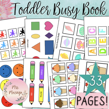 Toddler Busy Book #1 - 33 pages COLORFUL MATCHING ACTIVITIES for 2 & 3 ...