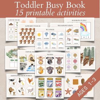 Preview of Toddler Busy Book, Interactive Busy Binder, Matching Shapes Learning Colors PreK