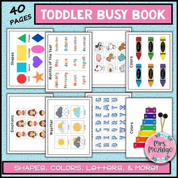 Preview of Toddler Busy Book | Matching Colors, Shapes, Letters, numbers & more!