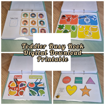 Preview of Toddler Busy Book, Preschool Learning Activity Book, Velcro Book (16 activities)