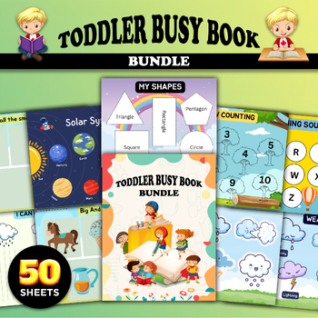 Preview of Toddler Busy Book, Printable Toddler Busy Binder, Busy Book Matching, Cut & Past