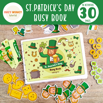 Preview of Toddler Busy Book | St. Patrick's Day Busy Binder for Preschool | Interactive
