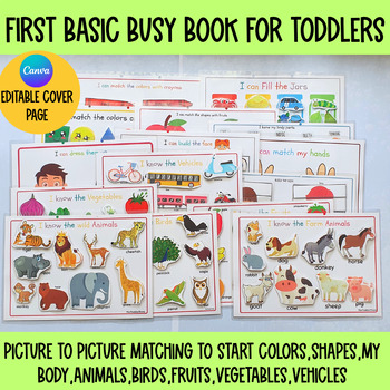 Preview of Toddler Busy Book ,preschool Curriculum learning Binder, Montessori Materials
