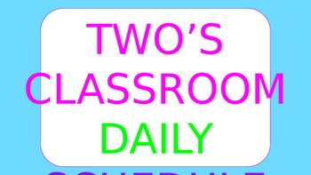 Preview of Toddler Classroom Schedule