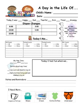 Preview of Toddler Daily Sheet 2.0: Elevated Tracking for Active Toddlers!