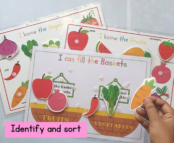 Toddler Learning Binder Activity, Fruits and Vegetables Sorting and ...