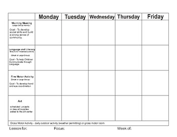 Preview of Toddler Lesson Plan