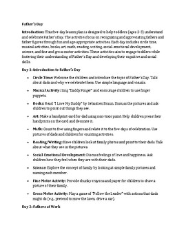Preview of Toddler Lesson Plan: Father's Day