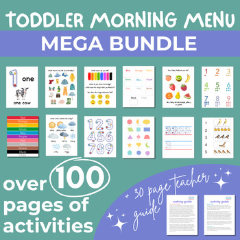 Preview of Toddler Morning Menu MEGA BUNDLE, Early Math, Shapes, Colors, Science, Routines