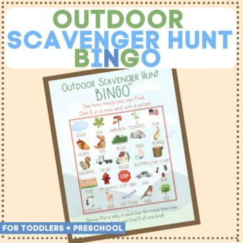 Preview of Toddler Outdoor Scavenger Hunt Bingo Game - Printable Download and Print File -