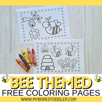 Preview of Toddler Preschool BEE THEMED Coloring Sheets - FREE spring activity idea