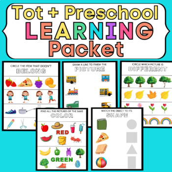 Toddler & Preschool Learning Worksheet Packet by Teaching Littles Shop