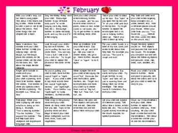 Preview of Toddler/Preschool Speech & Language Activity Calendar-February