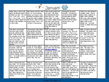 Preview of Toddler/Preschool Speech & Language Activity Calendar-January