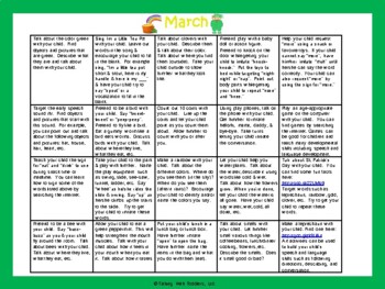 Preview of Toddler/Preschool Speech & Language Activity Calendar-March