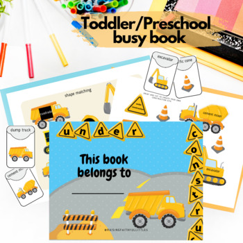 Preview of Toddler/Preschool construction site busy book | Learning binder | Montessori