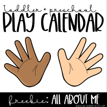 Preview of Toddler and Preschool Play Calendar: All About Me FREEBIE