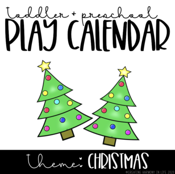 Preview of Toddler and Preschool Play Calendar: Christmas FREEBIE