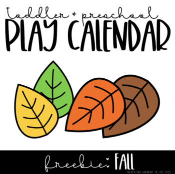 Preview of Toddler and Preschool Play Calendar: Fall FREEBIE