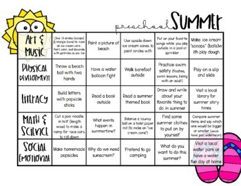 Toddler and Preschool Play Calendar: Summer FREEBIE by Creating Harmony ...
