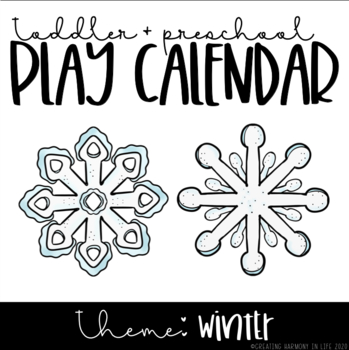 Preview of Toddler and Preschool Play Calendar: Winter FREEBIE
