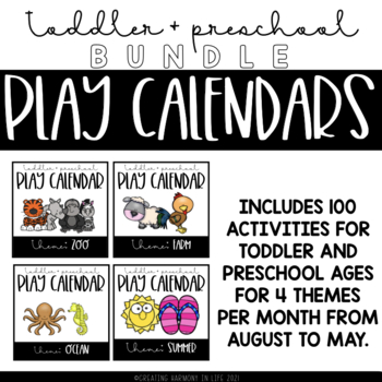 Preview of Toddler and Preschool Play Calendar BUNDLE