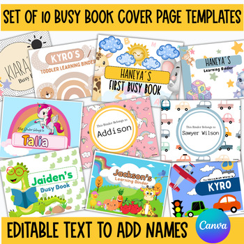Preview of Binder covers Editable,Toddler Busy Book, preschool Curriculum, Busy book covers