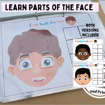 Preview of Parts of the face Matching activity,Preschool Curriculum,Build the face for boys