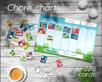 Preview of Toddler chore chart + Toddler reward chart, job chart + 120 chore cards