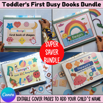 Preview of Toddler's First Busy Books Bundle,Learn Alphabet,Numbers,Shapes and Colors