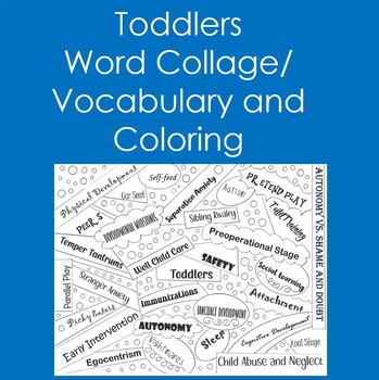 Preview of Toddlers Word Collage (Vocabulary, Coloring, Child Care, Growth and Development)