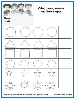 Preview of Toddlers color, trace, connect and draw Worksheet