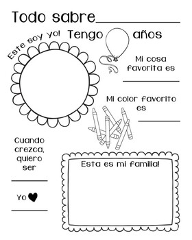 Todo Sobre Mi / All About Me Activities Spanish Activities by Life