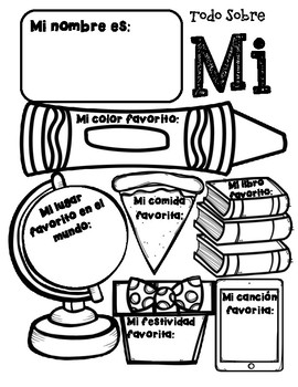Todo Sobre Mi All About Me Spanish Worksheet TpT