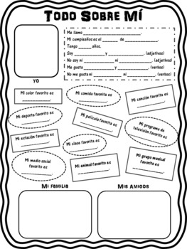 All About Me Todo Sobre Mi Spanish Worksheet by Sol Garden TPT