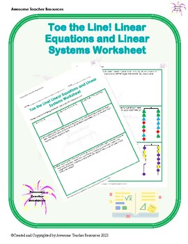 Preview of Toe the Line! Linear Equations and Linear Systems Worksheet
