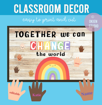 Preview of Together we can change the world with editable hands clipart, Earth Day Everyday