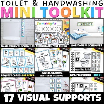 Preview of Toilet Potty Training Visuals with Schedules Charts and Social Skills Stories