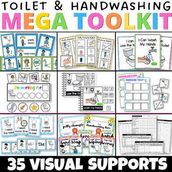 Preview of Toilet Potty Training Visuals with Visual Schedules Charts Social Skills Stories
