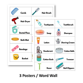 Bathroom Items Vocabulary with images and Flashcards, Download PDF