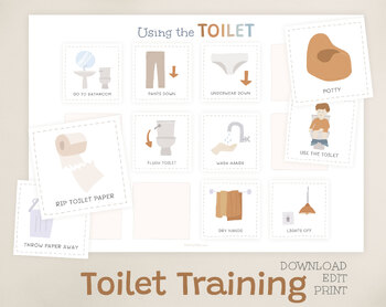 Preview of Toilet Training Chart and Cards | Bathroom Routine