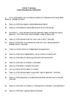 Preview of Toilet readiness checklist
