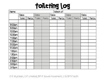 Preview of Toileting Log