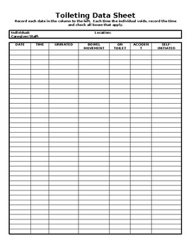 Preview of Toileting/Potty Training Data Sheet Tracker