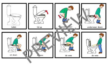 Preview of Toileting Sequence Visual Aid - Boys