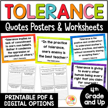 Preview of Tolerance Quotes Posters and Activities: Character Traits Quotes Bulletin Board