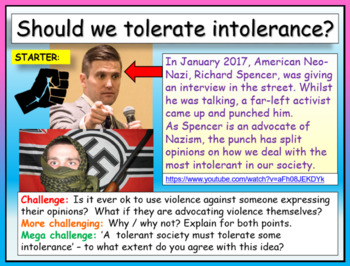 Preview of Tolerating Intolerance - Free Speech vs Hate Speech Lesson