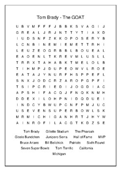 New England Patriots Trivia Quiz Crossword Fill in Word Search